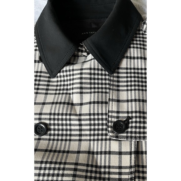 ANN TAYLOR Women's Houndstooth‎ Twill Trend Coat XL Black Beige Pocket Button Up - Picture 12 of 16